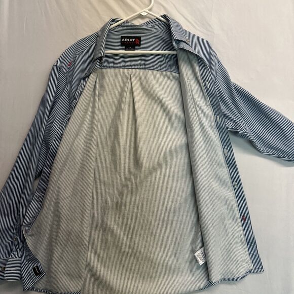 Ariat Flame Resistant FR Shirt Men XL Blue Button Up CAT 2 2112 Work Shirt - Picture 15 of 15